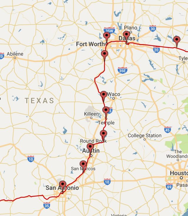 Texas Eagle Map - Oz's Travels